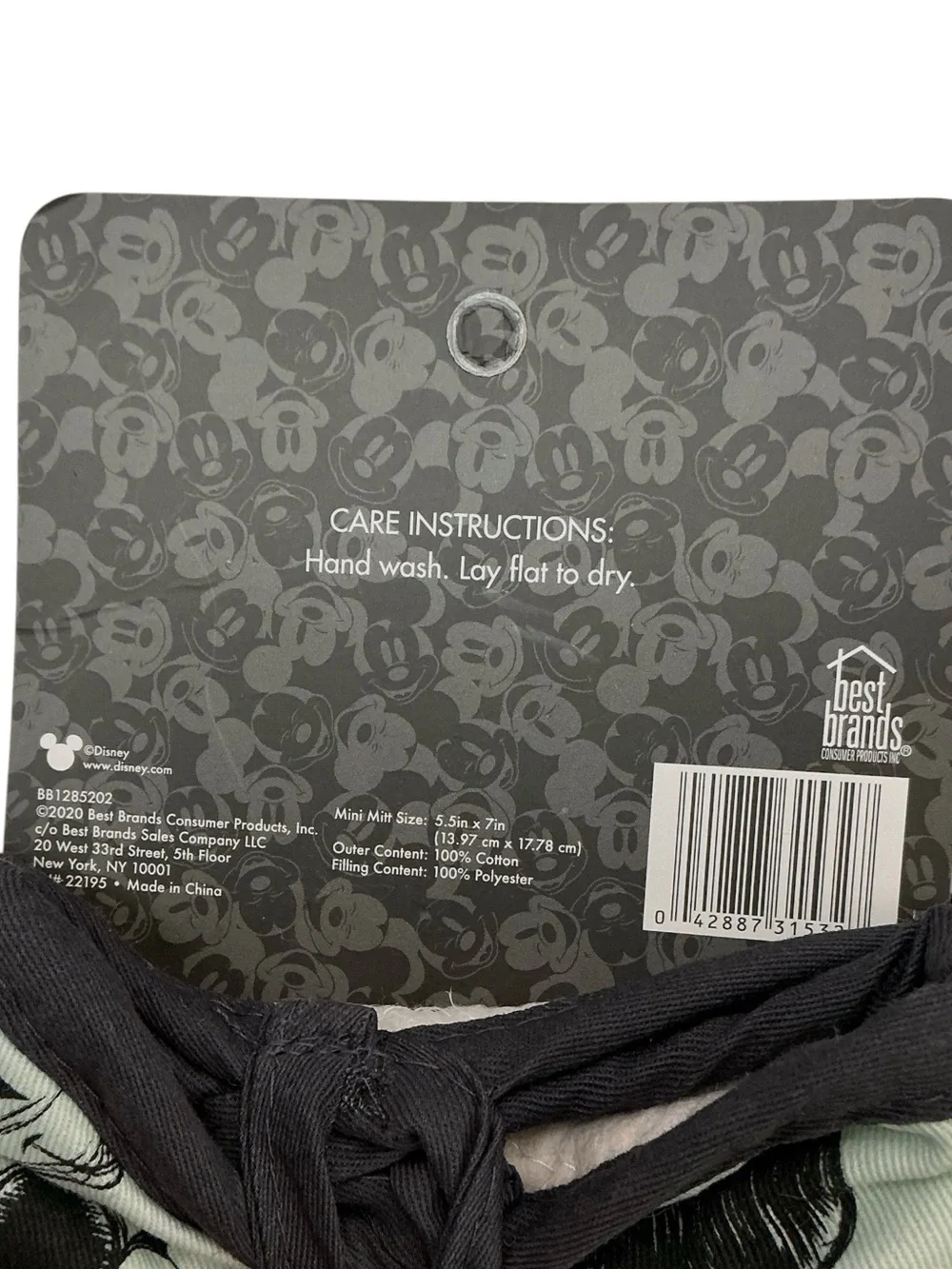 Disney Mickey Mouse Sketch Oven Mini Mitt 2 piece Set Green Black NEW